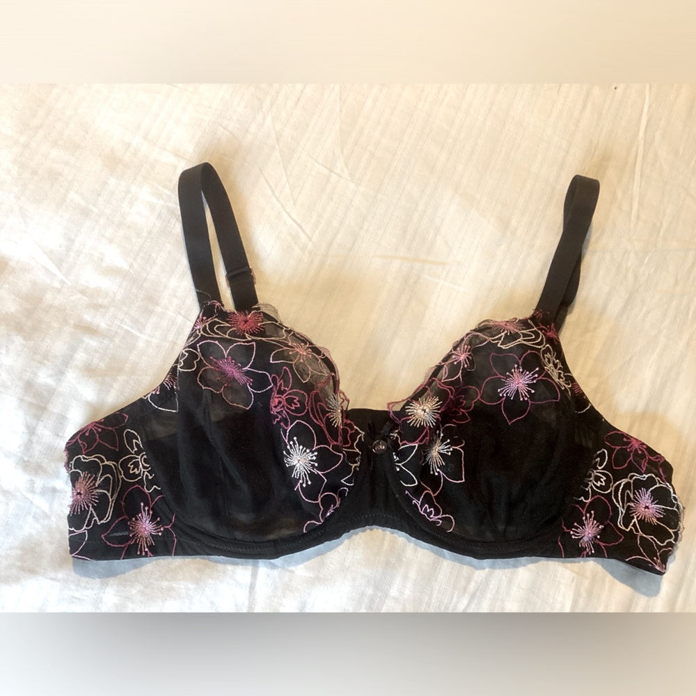 Oola brand black embroidered bra.